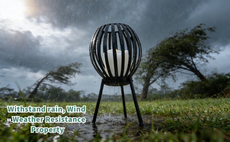 Solar Powered Outdoor Floor Lamp (Stripes)-4
