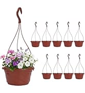 DOITOOL 10 Pack Hanging Plastic Pots for Plants with Hook, Garden Flower Plant Pot Container Bask...