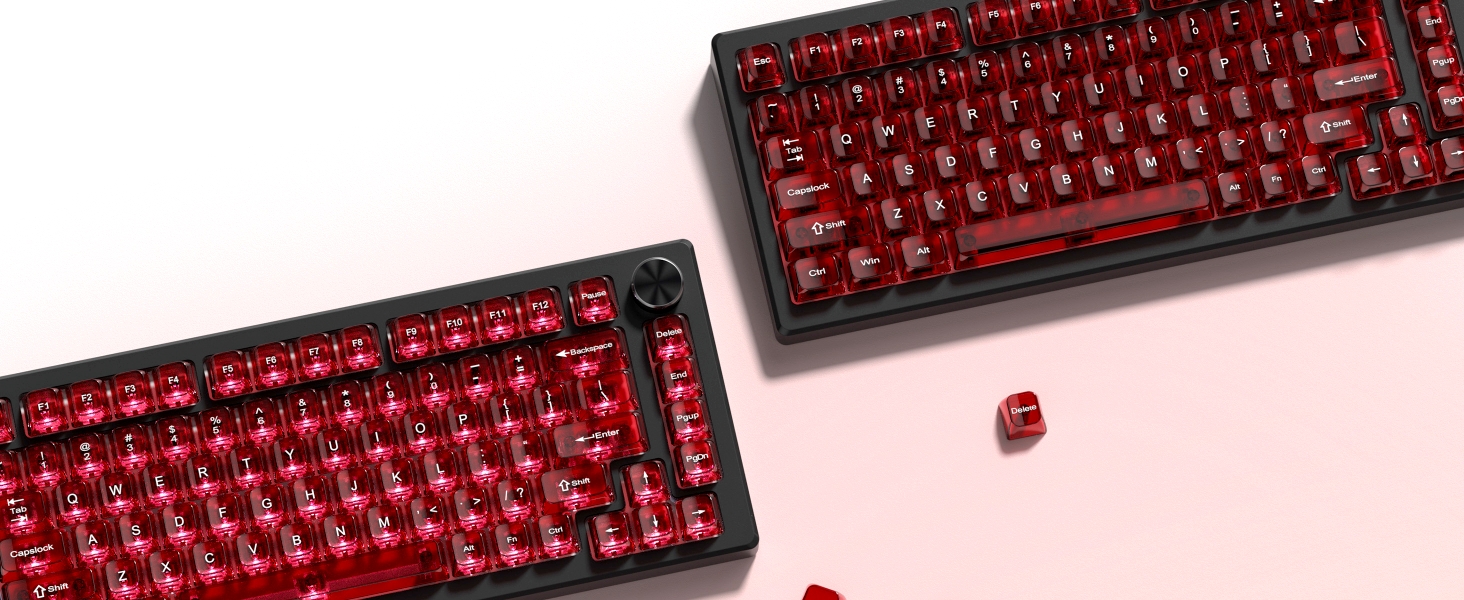 Red Clear keycaps,Transparent keycaps 60 75 100 Percent,Ceramic Jelly Key caps Set