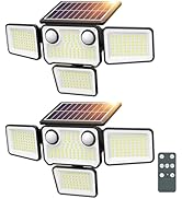SZPOWER 4500LM Solar Lights Outdoor Waterproof, 254 LED Solar Flood Lights Outdoor with 2 Motion ...