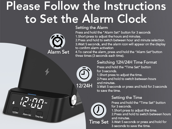 Alarm Clock Wireless Charger compatible for samsung