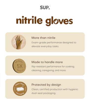 SUP EXAM GRADE NITRILE GLOVE SUITABLE FOR EVERYDAY TASK RIP RESISTANT COOKING CLEANING CAREGIVING