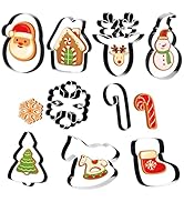 Christmas Cookie Cutters - 9 PCS Christmas Party Favors Decorations Kit Shaped in Santa Snowman C...
