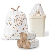 4 Gallon Trash Bags with Cute Rabbit Printed &amp; Drawstring, Tear-Resistant Small Bathroom Garbage ...