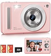 Digital Camera, FHD 1080P Point and Shoot Camera with 32GB SD Card, 2 Batteries, 16X Zoom, Anti S...