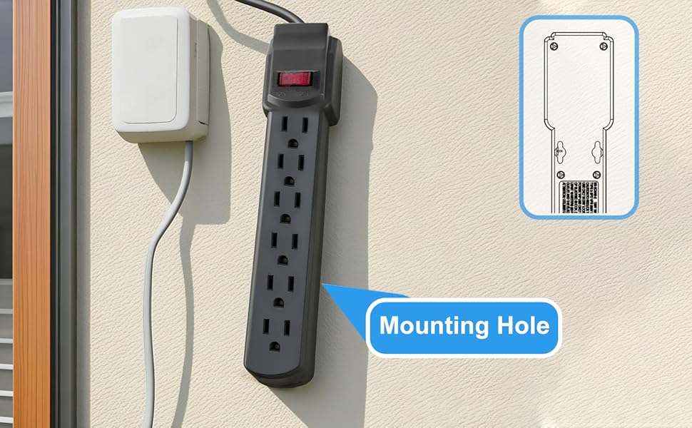 black surge protector power strip