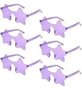 NACHLYNN 6 Pcs Pentagram Glasses Purple Rimless Star Shaped Sunglasses Transparent Sunglasses for...