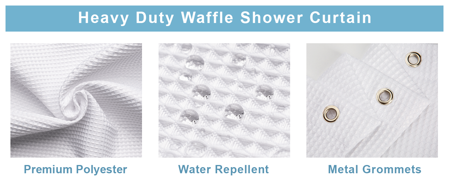 white waffle shower curtain