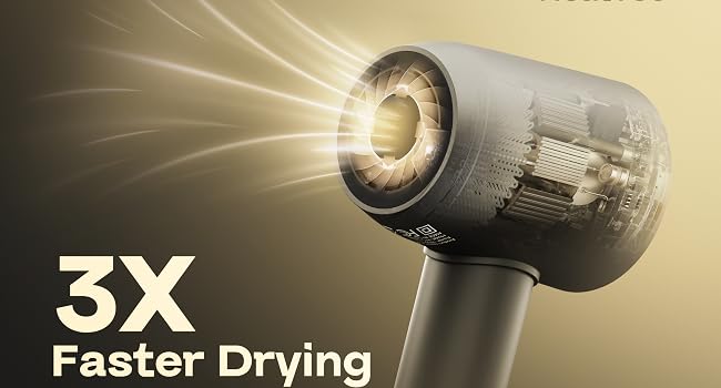 Fast drying hair dryer for women with brushless motor, digital display and lightweight design