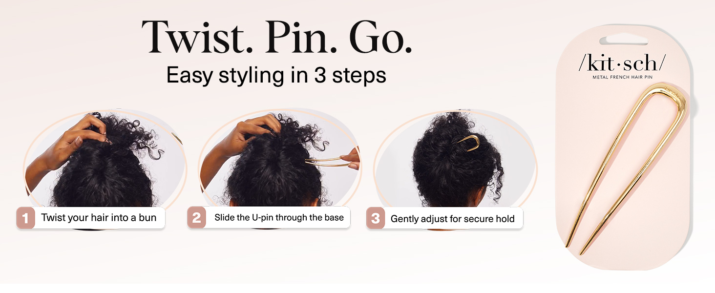 Kitsch French Hair Pins for Women Metal Hair Fork for Updos, Chignon, Bun &amp;amp;amp; Twist Hairstyles