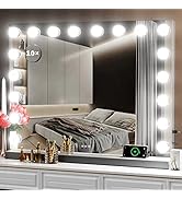 Gvnkvn 32" x 24" Vanity Mirror with Makeup Lights, Large Hollywood Light up Mirrors w/ 18 LED Bul...
