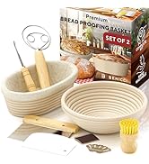 Complete Bread Proofing Baskets Set - Premium Quality Kit for Sourdough Bread Making - Includes 9...