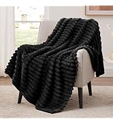 EXQ Home Fleece Throw Blanket for Couch or Bed - 3D Stripe Jacquard Decorative Blankets - Cozy So...