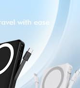 podoru for Magsafe Battery Pack, 10000mAh Magnetic Power Bank Built-in Double USB C Cables 20W PD...