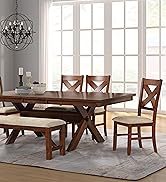 Karven Wood 6-Piece Dining Set, Dark Hazelnut