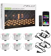 GEYUEYA Home RGB+IC Recessed Led Deck Light, F1.22 6 Pack LED Step Lighting Kit, Smart Lights Mul...