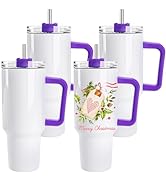 D·S 4 Pack Sublimation Tumblers 40 OZ with Handle Blank Insulated Large Tumbler Bulk, Coffee Trav...