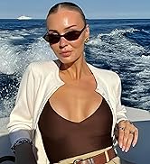 Colrea Retro Oval Sunglasses for Women Small Cat Eye Sun Glasses Womens Trendy Y2K Narrow Shades ...