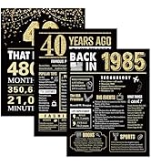 40th Birthday Gifts for Men 1985 Birthday Decorations 3 Pieces 11 x 14 Back in 1985 Posters 40 Ye...