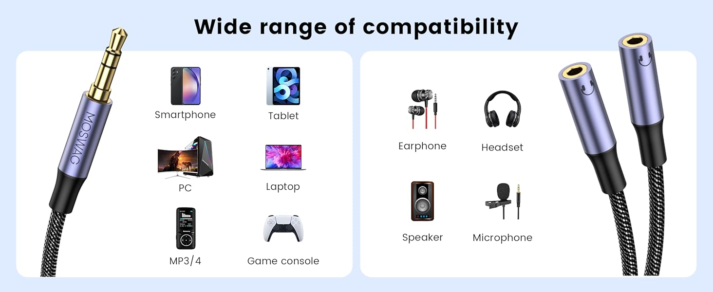 MOSWAG Headphone Splitter 3.5mm