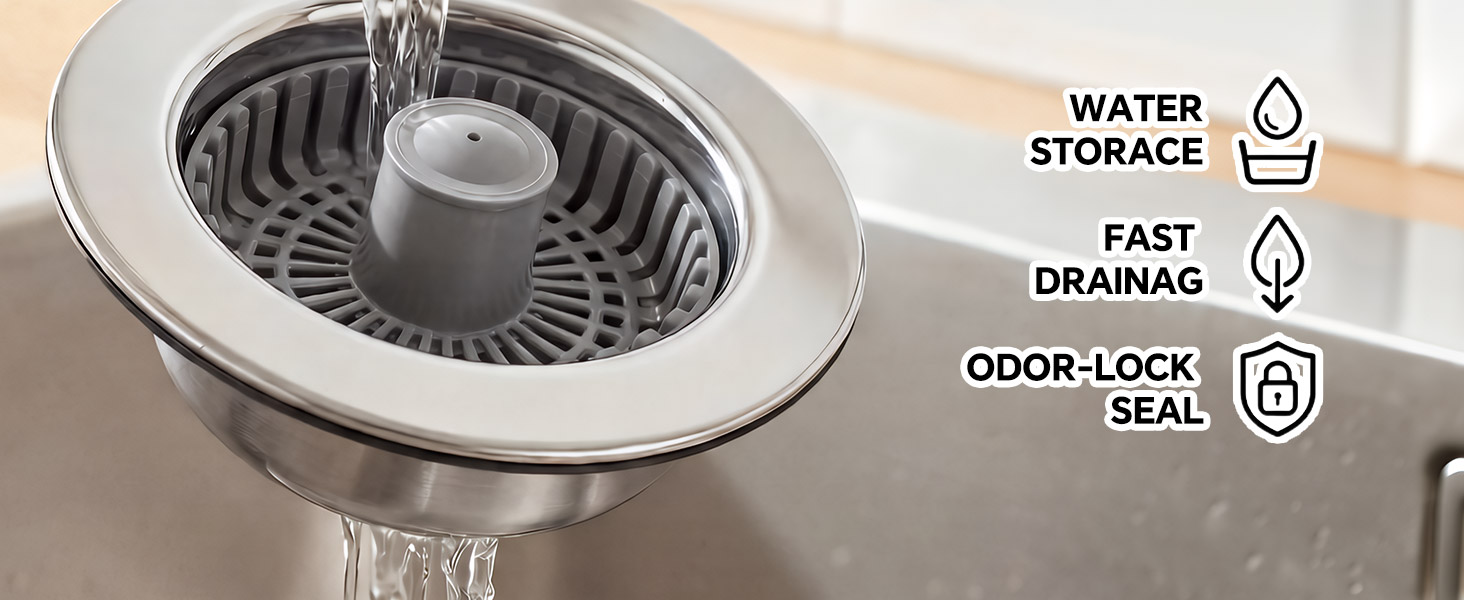 Kitchen Sink Drain Strainer Silver 2pcs PC02