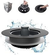 Hibbent Upgraded 3 in 1 Kitchen Sink Drain Strainer and Stopper Combo, Stainless Steel Metal Pop ...