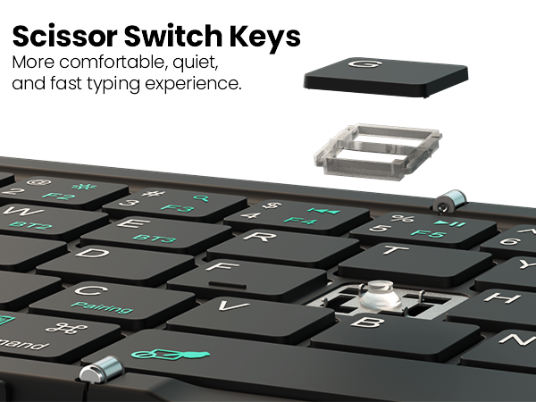 Scissor Switch Keys, more comfortable, quiet,and fast typing experience.