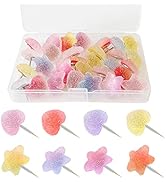 30PCS Decorative Push Pins, Star Thumb Tacks for Cord Board, Heart Shaped Pushpins Cute thumbtack...