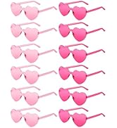 AGGKKY 12 Pairs Heart Shaped Sunglasses for Women Girl Colorful Rainbow Sunglasses Rimless Fun Tr...