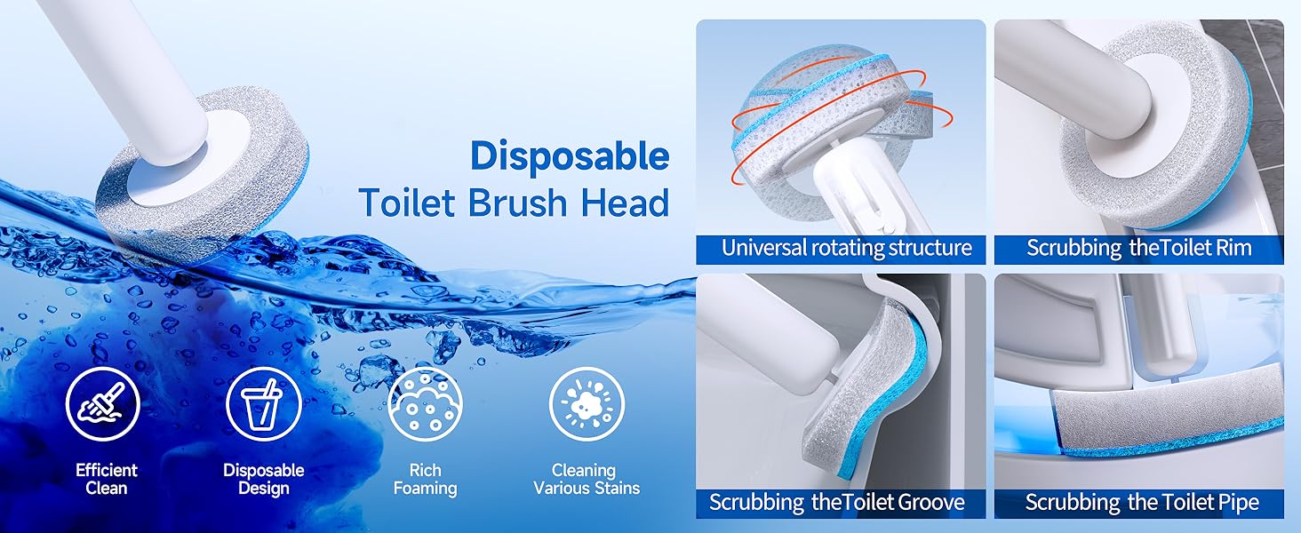 A+ disposable toilet brush cleaning brush head details