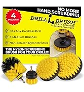 Nylon Drill Brush Attachment Set for Bathroom Cleaning - Power Scrubber Brush Kit for Bathtub, Sh...