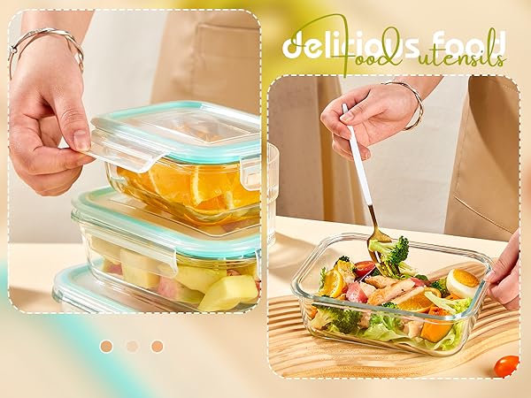 YUNCANG 8 Pack Glass Food Storage Containers with Lids