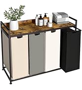 Herture Laundry Hamper with Shelf, Laundry Basket 4 Section, Laundry Sorter with Pull-Out Removab...