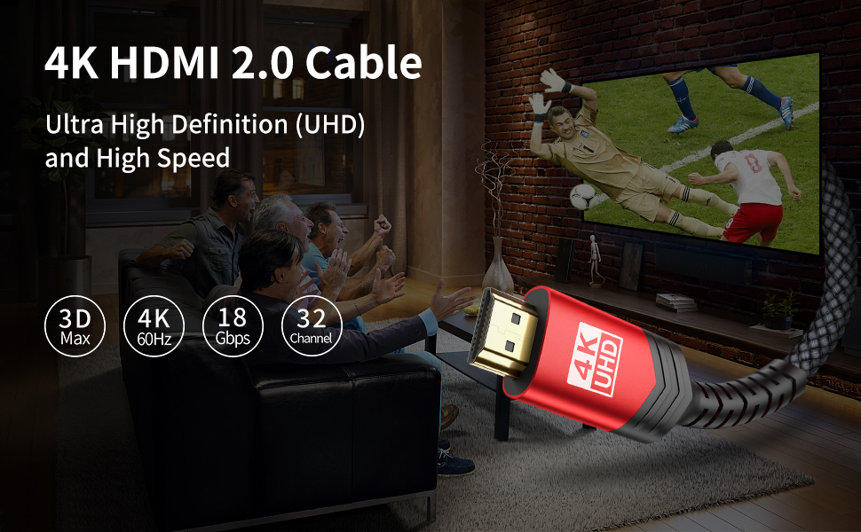 JSAUX 4K@60HZ HDMI 2.0 Cable