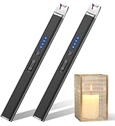 LcFun 2 Pack Black Candle Lighter Electric USB Rechargeable Plasma Arc Lighter with Safety Lock, ...