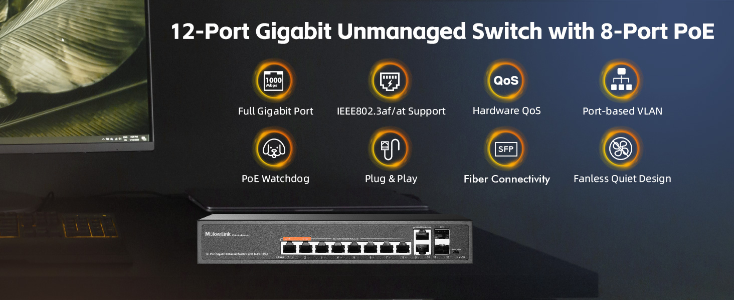 12-Port Gigabit PoE Switch