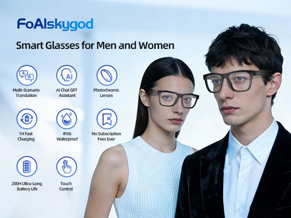 Ai Smart Translation Glasses for Men and Women with Chat GPT Bluetooth Glasses Music Playback