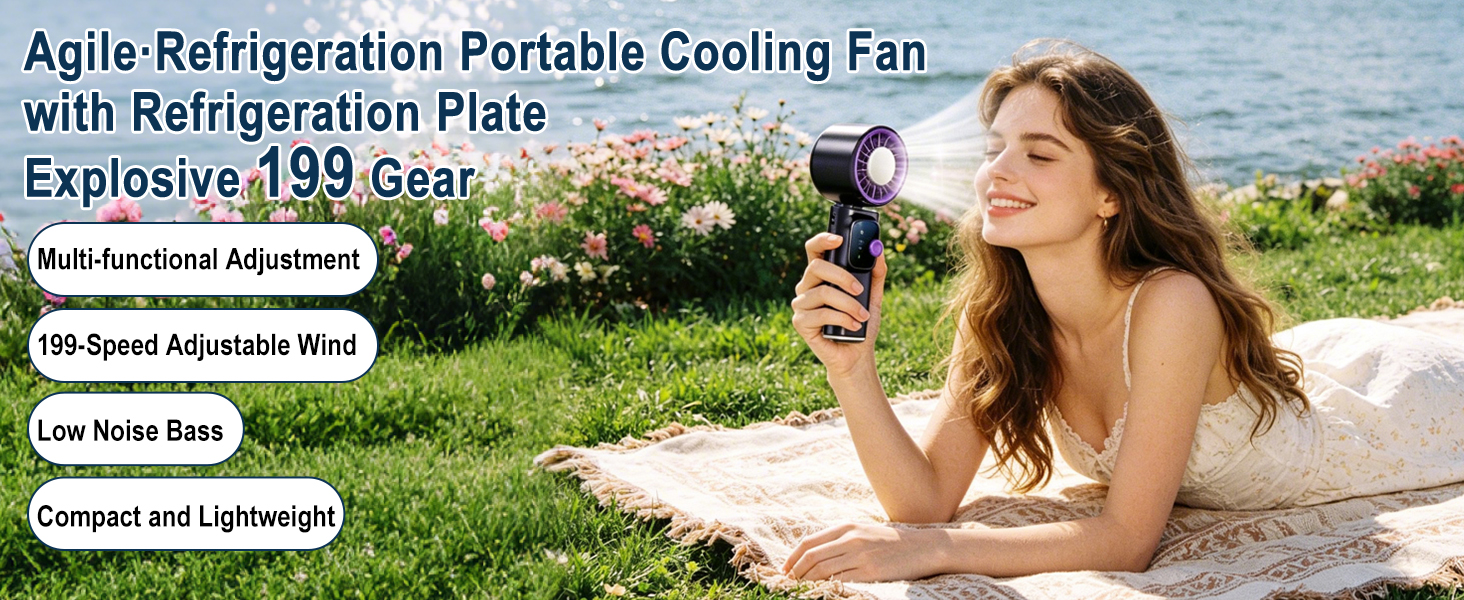 semiconductor cooling handheld fan, fast cooling effect, easily beat summer hot weather