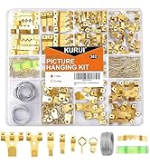 KURUI Picture Hanging Assorted Kit, 303Pcs Picture Hangers Kit With Heavy Duty Wall Hooks, Sawtoo...