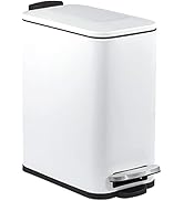 SIDIANBAN Bathroom Trash Can with Lid Soft-Close, Slim Wastebasket with Foot Pedal, 1.3 Gal Garba...
