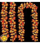 [ Timer &amp; 3 Pack &amp; 3D Pumpkin ] 30Ft Fall Garland Fall Decorations for Home 60 LED Pumpkin Lights...