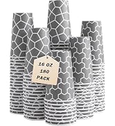 Huifany 16 oz Coffee Cups 180 Pack, Disposable Coffee Cups Hot Paper Cups 16 oz, Insulated Paper ...