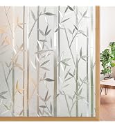 rabbitgoo Window Privacy Film Frosted Bamboo Pattern, Removable UV Blocking Stained Glass Decals ...
