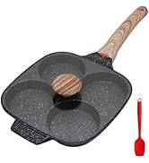 Bobikuke Fried Egg Pan, Egg Frying Pan with Lid Nonstick 4 Cups Pancake Pan Aluminium Alloy Cooke...