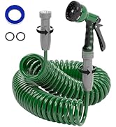 SPECILITE Lightweight Coil Garden Hose 50 FT× 3/8”, EVA Flexible Coiled Water Hose with 6-Pattern...