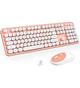 Atelus Wireless Keyboard and Mouse, Retro Full Size Typewriter Keyboard and 3 Adjustable DPI Mous...
