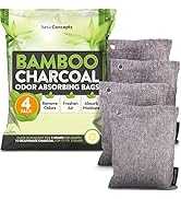 BASIC CONCEPTS Nature Fresh Bamboo Charcoal Air Purifying Bags (4x200g), Charcoal Bags Odor Absor...