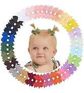 doboi 50PCS 2'' Baby Hair Bows Clips Fully Lined Grosgrain Boutique Solid Ribbon Mini Bows for Gi...