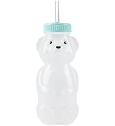 Mootikar Honey Bear Straw Cups for Babies 1 pack, 8oz straw bear cup with improved safety lid des...