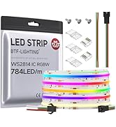 BTF-LIGHTING FCOB WS2814 IC RGBW 3000K COB LED Strip Flexible High Density Uniform Chasing Color ...